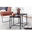 Wohnling Tafel Set Metaal Salontafel set van 2 Vierkant Zwart Industrieel | Tafel Woonkamer Bijzettafel | Moderne Nesttafel Metalen Tafel
