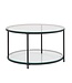 Wohnling Koffietafel Glazen en Metaal 80x80x45 cm Ronde Salontafel | Tafel Woonkamer Moderne met Opbergruimte | Lage Bijzettafel Woonkamertafel