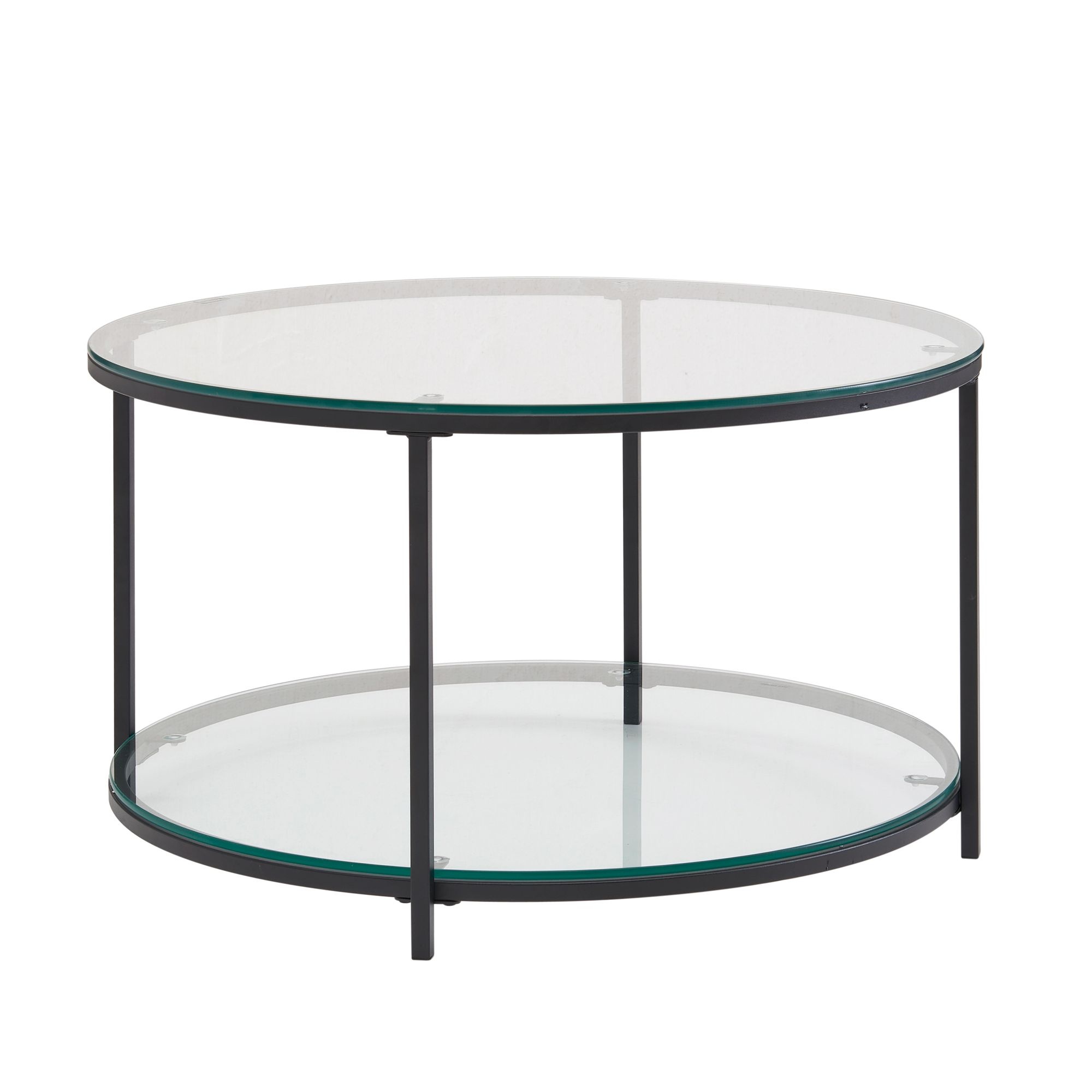 Salontafel glas en metaal rond 80 cm