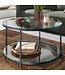 Wohnling Koffietafel Glazen en Metaal 80x80x45 cm Ronde Salontafel | Tafel Woonkamer Moderne met Opbergruimte | Lage Bijzettafel Woonkamertafel