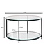 Wohnling Koffietafel Glazen en Metaal 80x80x45 cm Ronde Salontafel | Tafel Woonkamer Moderne met Opbergruimte | Lage Bijzettafel Woonkamertafel