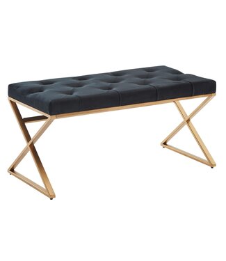 Wohnling Bank zwart fluweel 90 cm breed - WL6.617