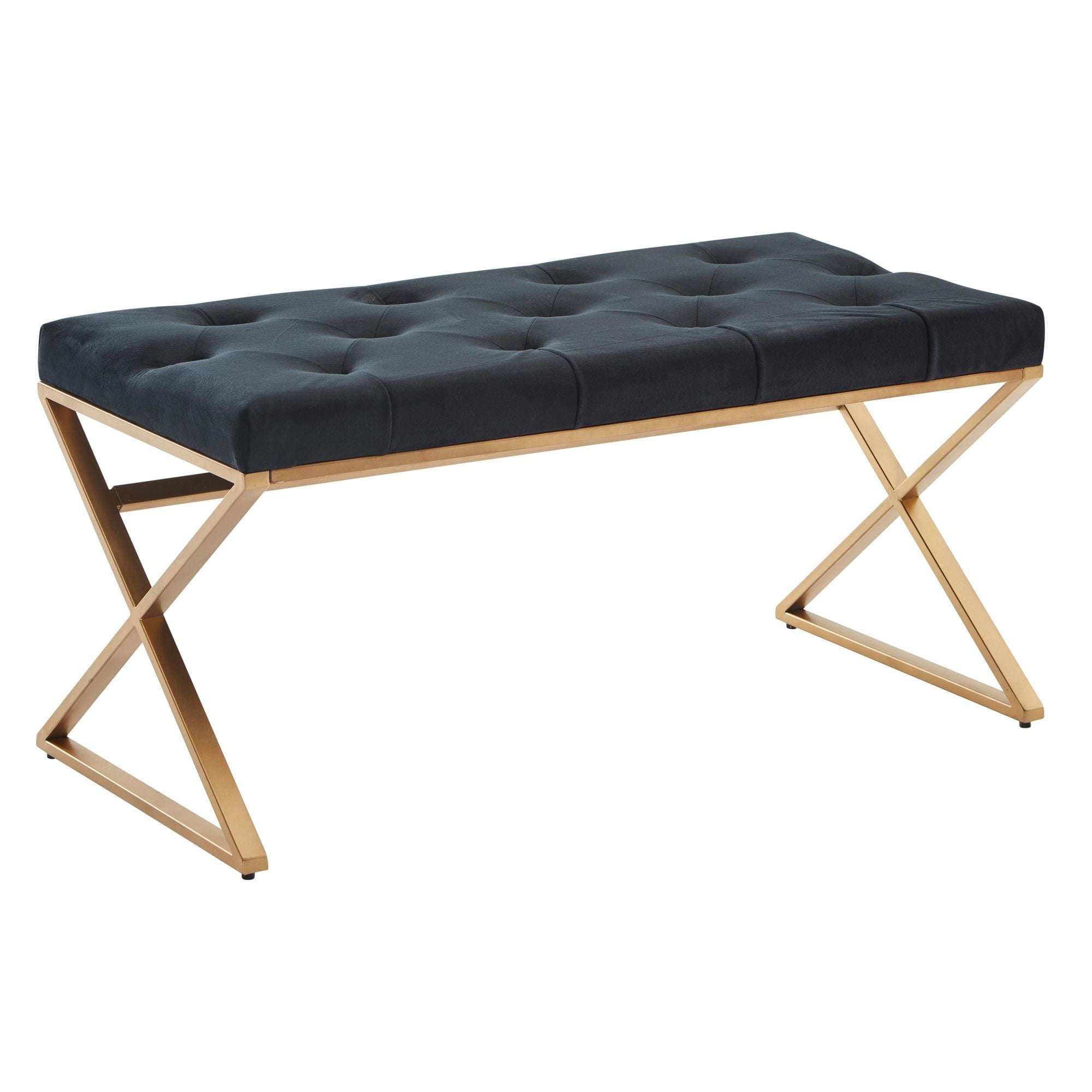 Bank zwart fluweel 90 cm breed