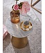 Wohnling Bijzettafel Echt Marmer en Metaal 35x35x45 cm Salontafel Wit Goud | Ronde Dienblad Tafel Woonkamer Moderne | Koffietafel Woonkamertafel Hoog