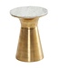 Wohnling Bijzettafel Echt Marmer en Metaal 35x35x45 cm Salontafel Wit Goud | Ronde Dienblad Tafel Woonkamer Moderne | Koffietafel Woonkamertafel Hoog