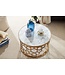 Wohnling Koffietafel Echt Marmer en Metaal 60x60x36 cm Salontafel Wit Goud | Tafel Woonkamer Rond | Woonkamertafel Modern | Kleine Bijzettafel