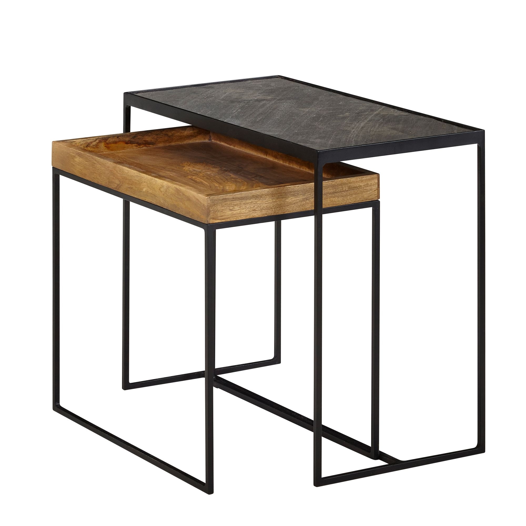 Bijzettafelset mangohout steenlook