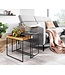 Wohnling salontafel set van 2 mango massief hout / steenlook bijzettafel vierkant | Design bijzettafel Industrieel | Salontafel Rechthoekige salontafel | Placemat 2-delige nesttafel