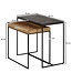 Wohnling salontafel set van 2 mango massief hout / steenlook bijzettafel vierkant | Design bijzettafel Industrieel | Salontafel Rechthoekige salontafel | Placemat 2-delige nesttafel