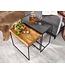 Wohnling salontafel set van 2 mango massief hout / steenlook bijzettafel vierkant | Design bijzettafel Industrieel | Salontafel Rechthoekige salontafel | Placemat 2-delige nesttafel
