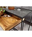 Wohnling salontafel set van 2 mango massief hout / steenlook bijzettafel vierkant | Design bijzettafel Industrieel | Salontafel Rechthoekige salontafel | Placemat 2-delige nesttafel