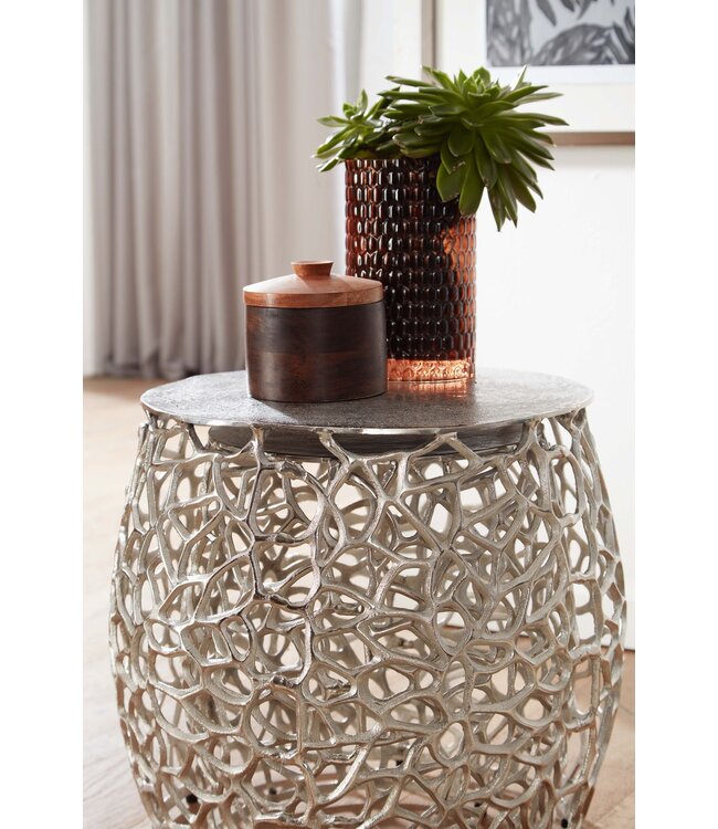 Wohnling Tafel Set Metaal Salontafel Set van 2 Rond Zilver Aluminium | Tafel Woonkamer Bijzettafel | Moderne Nesttafel Metalen Tafel