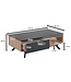 Wohnling Koffietafel Massif MDF Eiken Decor / Zwart 110x60x38 cm Salontafel | Tafel Woonkamer Rechthoekig met Opbergruimte | Woonkamertafel Industrieel met Lades | Grote Bijzettafel