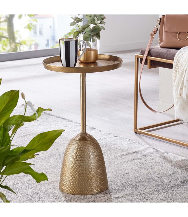 Wohnling Bijzettafel Aluminium 33x33x53 cm Salontafel Goud Metaal | Dienblad Tafel Rond Woonkamer Moderne | Kleine Koffietafel Woonkamertafel Hoog
