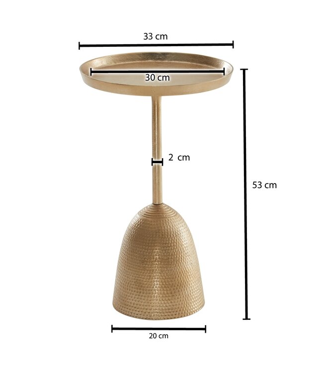 Wohnling Bijzettafel Aluminium 33x33x53 cm Salontafel Goud Metaal | Dienblad Tafel Rond Woonkamer Moderne | Kleine Koffietafel Woonkamertafel Hoog