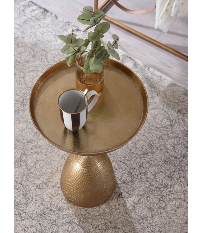 Wohnling Bijzettafel Aluminium 33x33x53 cm Salontafel Goud Metaal | Dienblad Tafel Rond Woonkamer Moderne | Kleine Koffietafel Woonkamertafel Hoog