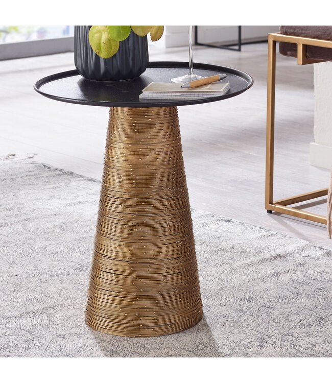 Wohnling Bijzettafel Aluminium 40x40x45 cm Salontafel Goud Zwart Metaal | Dienblad Tafel Rond Woonkamer Moderne | Kleine Koffietafel Woonkamertafel Hoog