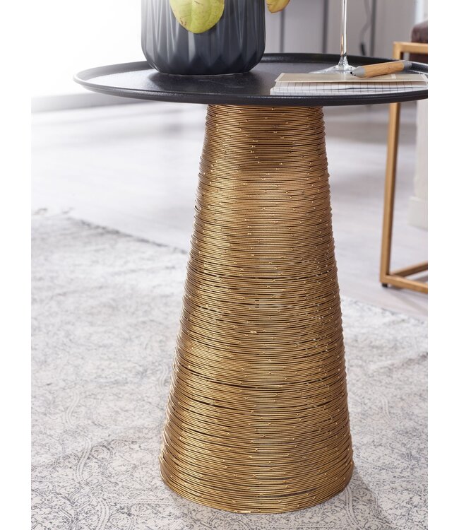 Wohnling Bijzettafel Aluminium 40x40x45 cm Salontafel Goud Zwart Metaal | Dienblad Tafel Rond Woonkamer Moderne | Kleine Koffietafel Woonkamertafel Hoog