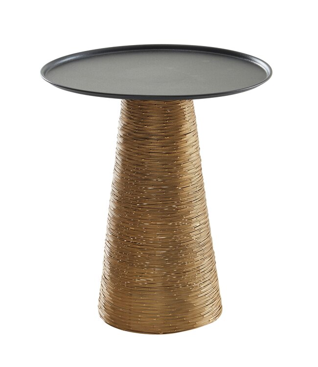 Wohnling Bijzettafel Aluminium 40x40x45 cm Salontafel Goud Zwart Metaal | Dienblad Tafel Rond Woonkamer Moderne | Kleine Koffietafel Woonkamertafel Hoog