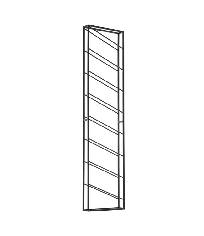 Wohnling Wijnrek Muur Metaal Zwart 36x150x8 cm Groot voor 8 Flessen | Design Wandplank voor de Keuken | Flessenrek Hangend Smalle Wijn Rek