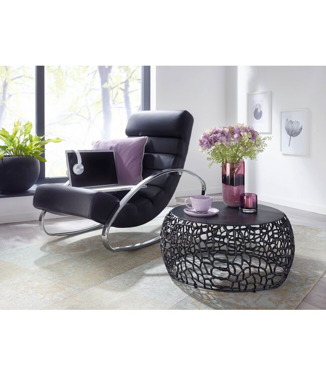 Wohnling Koffietafel Aluminium 66x66x30 cm Salontafel Metaal Zwart | Tafel Woonkamer Rond | Woonkamertafel Modern | Kleine Bijzettafel
