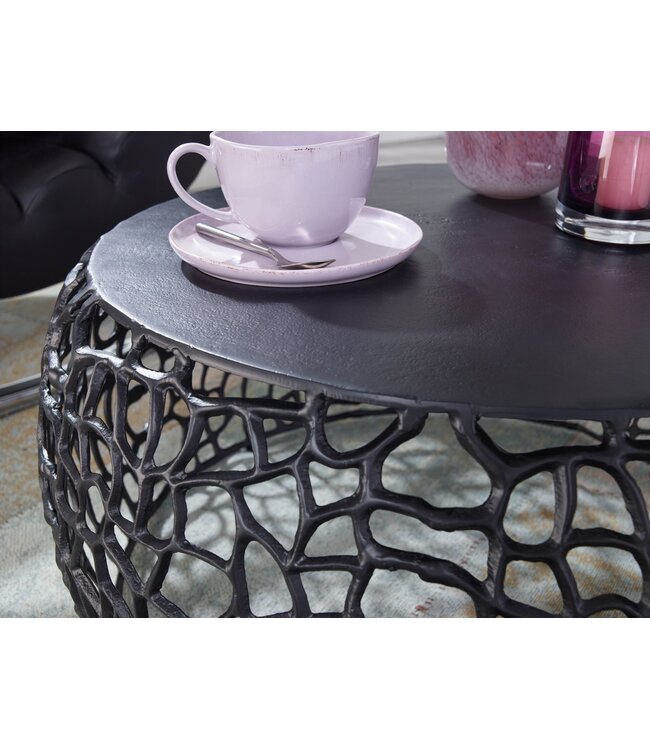 Wohnling Koffietafel Aluminium 66x66x30 cm Salontafel Metaal Zwart | Tafel Woonkamer Rond | Woonkamertafel Modern | Kleine Bijzettafel
