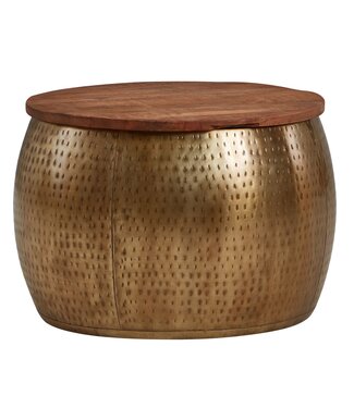 Wohnling Salontafel goud mangohout rond 60 cm - WL6.705