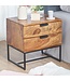 Wohnling Nachtkastje Boxspring Sheesham Massief Hout en Metaal 50x40x51 cm | Nachtkast Hoog Moderne | Design Bijzettafel met 2 Lades