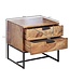 Wohnling Nachtkastje Boxspring Sheesham Massief Hout en Metaal 50x40x51 cm | Nachtkast Hoog Moderne | Design Bijzettafel met 2 Lades