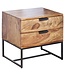 Wohnling Nachtkastje Boxspring Sheesham Massief Hout en Metaal 50x40x51 cm | Nachtkast Hoog Moderne | Design Bijzettafel met 2 Lades