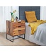 Wohnling Nachtkastje Boxspring Sheesham Massief Hout en Metaal 50x40x65 cm | Nachtkast Hoog Moderne | Design Bijzettafel met 3 Lades