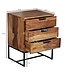 Wohnling Nachtkastje Boxspring Sheesham Massief Hout en Metaal 50x40x65 cm | Nachtkast Hoog Moderne | Design Bijzettafel met 3 Lades