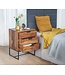 Wohnling Nachtkastje Boxspring Sheesham Massief Hout en Metaal 50x40x65 cm | Nachtkast Hoog Moderne | Design Bijzettafel met 3 Lades