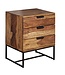 Wohnling Nachtkastje Boxspring Sheesham Massief Hout en Metaal 50x40x65 cm | Nachtkast Hoog Moderne | Design Bijzettafel met 3 Lades