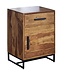 Wohnling Nachtkastje Boxspring Sheesham Massief Hout en Metaal 45x35x65 cm | Nachtkast Hoog Moderne | Design Bijzettafel met Lade en Deurtje