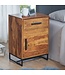 Wohnling Nachtkastje Boxspring Sheesham Massief Hout en Metaal 45x35x65 cm | Nachtkast Hoog Moderne | Design Bijzettafel met Lade en Deurtje
