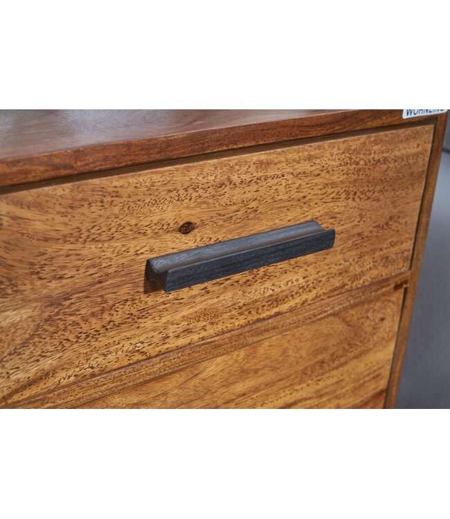 Wohnling Nachtkastje Boxspring Sheesham Massief Hout en Metaal 45x35x65 cm | Nachtkast Hoog Moderne | Design Bijzettafel met Lade en Deurtje