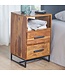 Wohnling Nachtkastje Boxspring Sheesham Massief Hout en Metaal 40x35x66 cm | Nachtkast Hoog Moderne met Opbergruimte | Design Bijzettafel met 2 Lades