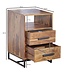 Wohnling Nachtkastje Boxspring Sheesham Massief Hout en Metaal 40x35x66 cm | Nachtkast Hoog Moderne met Opbergruimte | Design Bijzettafel met 2 Lades