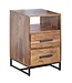 Wohnling Nachtkastje Boxspring Sheesham Massief Hout en Metaal 40x35x66 cm | Nachtkast Hoog Moderne met Opbergruimte | Design Bijzettafel met 2 Lades
