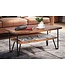 Wohnling Salontafel 90x50x40 cm Sheesham massief hout/metaal Banktafel Rechthoekig | Design woonkamertafel salontafel met opbergruimte | Houten tafel woonkamer industrieel vierrond