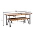 Wohnling Salontafel 90x50x40 cm Sheesham massief hout/metaal Banktafel Rechthoekig | Design woonkamertafel salontafel met opbergruimte | Houten tafel woonkamer industrieel vierrond
