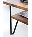 Wohnling Salontafel 90x50x40 cm Sheesham massief hout/metaal Banktafel Rechthoekig | Design woonkamertafel salontafel met opbergruimte | Houten tafel woonkamer industrieel vierrond