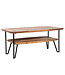 Wohnling Salontafel 90x50x40 cm Sheesham massief hout/metaal Banktafel Rechthoekig | Design woonkamertafel salontafel met opbergruimte | Houten tafel woonkamer industrieel vierrond