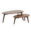 Wohnling Tafel Set Sheesham Massief Hout Salontafel Set van 2 Niervorm | Tafel Woonkamer Bijzettafel Bruin | Moderne Nesttafel Houten Tafel