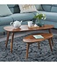 Wohnling Tafel Set Sheesham Massief Hout Salontafel Set van 2 Niervorm | Tafel Woonkamer Bijzettafel Bruin | Moderne Nesttafel Houten Tafel