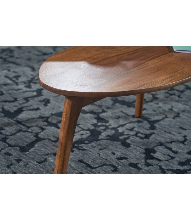 Wohnling Tafel Set Sheesham Massief Hout Salontafel Set van 2 Niervorm | Tafel Woonkamer Bijzettafel Bruin | Moderne Nesttafel Houten Tafel