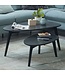 Wohnling Tafel Set Mango Massief Hout Salontafel Set van 2 Niervorm | Tafel Woonkamer Bijzettafel Zwart | Moderne Nesttafel Houten Tafel