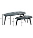 Wohnling Tafel Set Mango Massief Hout Salontafel Set van 2 Niervorm | Tafel Woonkamer Bijzettafel Zwart | Moderne Nesttafel Houten Tafel