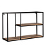 Wohnling Wandplank 60x40x18 cm mango massief hout/metaal hangplank rechthoekig | Klein design zwevend plankje Industrieel | Plank hangende woonkamer | Boekenplank muur